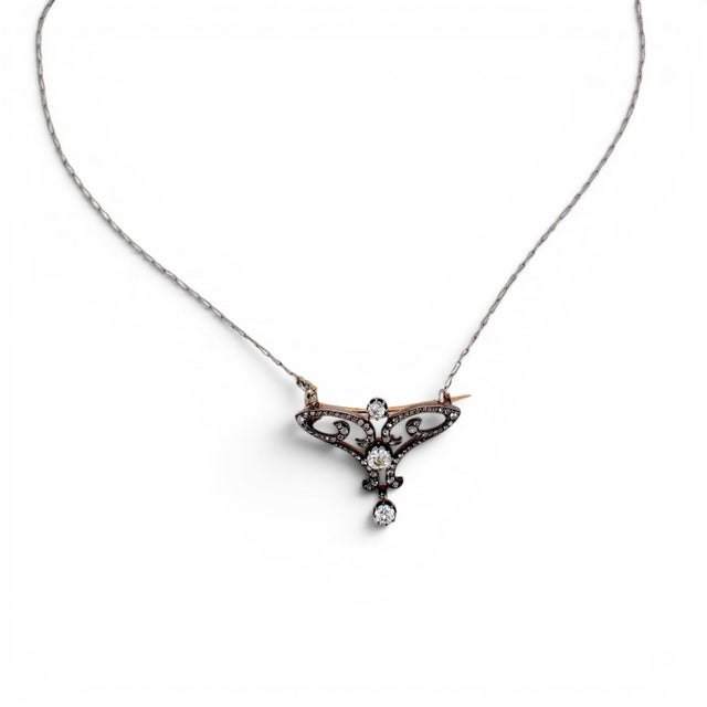 Late 19th Century Antique Belle Époque 2ct Old-Cut Diamond Transformable Brooch Pendant For Sale - Image 5 of 6