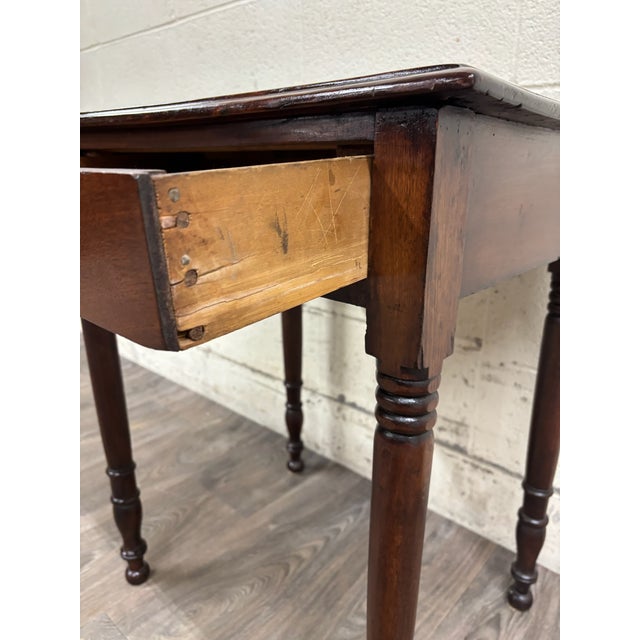 Wood Antique Sheraton Style Oak Nightstand Lamp Table Work Table For Sale - Image 7 of 9