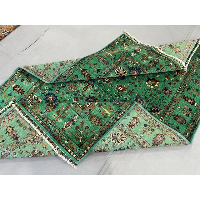 Turquoise Sultani Persian-Inspired Floral Rug, 5'8" X 8'2" For Sale - Image 10 of 14