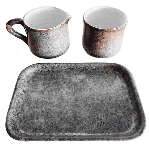 Ceramic Vintage Ruska Cream Milk Jug, Sugar Bowl and Tray, 1960s, Set of 3 For Sale - Image 7 of 9