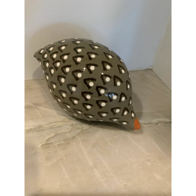 Les Céramiques De Lussan Grey and White Ceramic Cailles (Quails) by Heidi Caillard, a Pair For Sale - Image 4 of 8