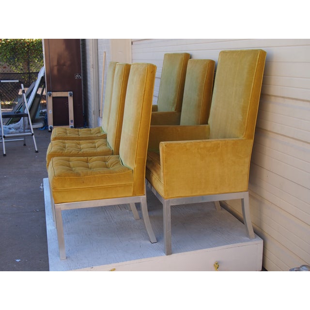 Tufted Yellow & Chrome Dining Chairs Set of 6 Chairish