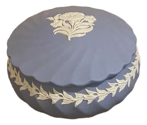 Vintage Blue & White Wedgwood Lidded Round Box