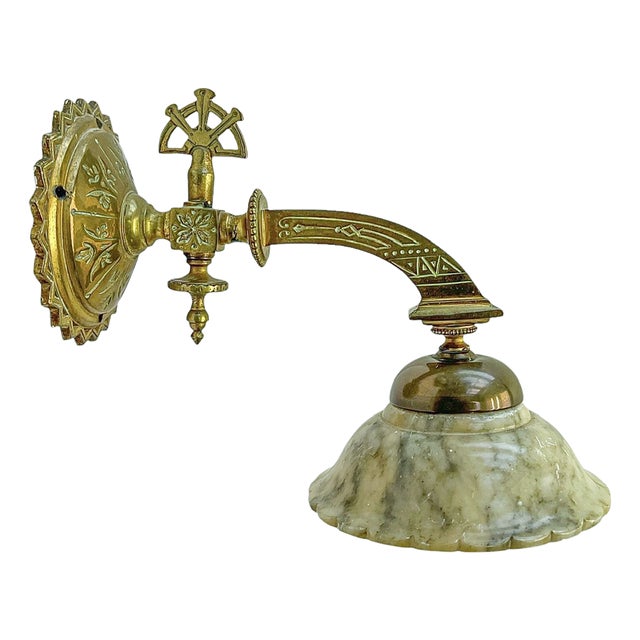 Vintage Wall Light in Bronze and Marble, 1920s For Sale