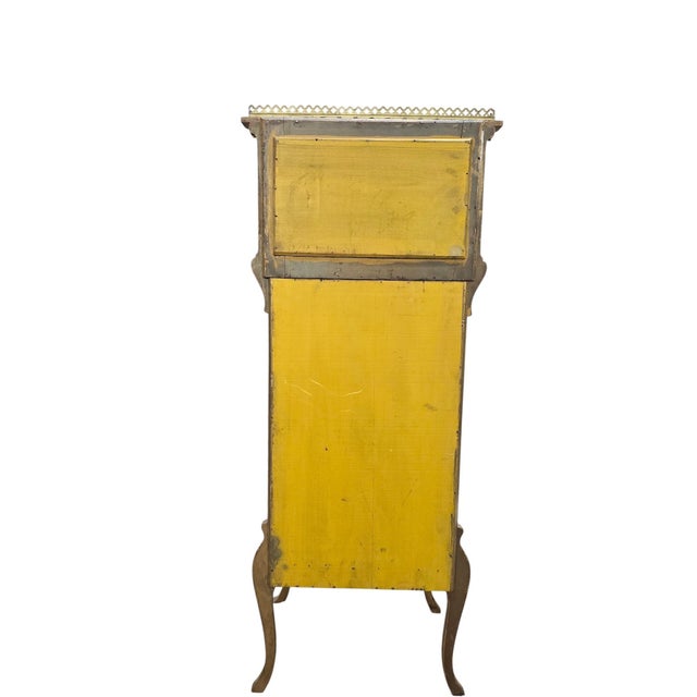 Early 20th Century Antique Victorian Hand-Painted Music Cabinet With Brass Gallery and Mirror For Sale - Image 5 of 12