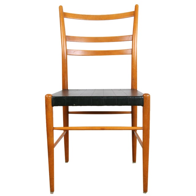 Swedish Sid Chairs in Elm and Black Skai by Yngve Ekstrom for Gemla, 1960s, Set of 6 For Sale