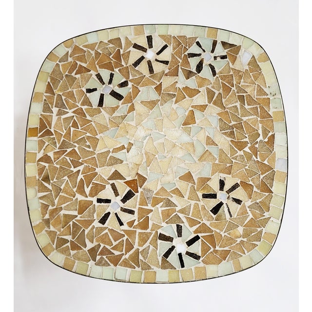 Mid-Century Modern Mid-Century Modern Mosaic and Brass Side Table with Hair Pin Legs by Ilse Möbel, 1950s For Sale - Image 3 of 10