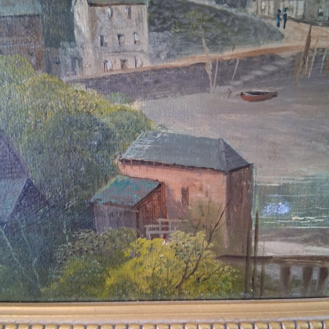 Late 19th Century Harbor at Countisbury Hill Lynmouth Devon Oil on Canvas by Richard Allam 19thC For Sale - Image 5 of 10