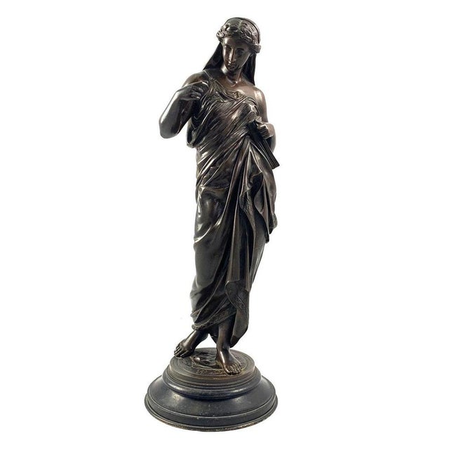 19th Century Bronze of a Women Draped in Robes on a Circular Zodiac Base For Sale - Image 4 of 9