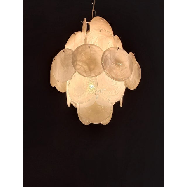 Vintage Murano Alabaster Disc Chandelier, 1968 For Sale - Image 3 of 15