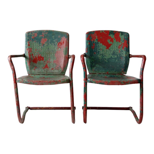 Mid-Century Metal Patio Chairs - A Pair For Sale