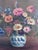 Traditional Vintage Original Floral Oil Painting With Blue and White Vase For Sale - Image 3 of 15