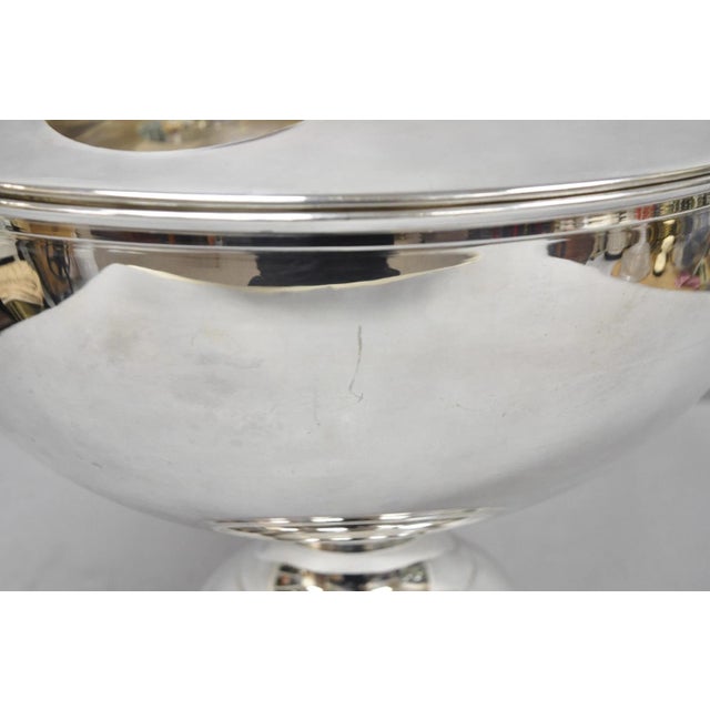 Late 20th Century Vintage Modern Pedestal Base Silver Plated 5 Bottle Champagne Chiller Ice Bucket For Sale - Image 5 of 17