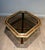 Octagonal walnut and brass coffee table. French work. Circa 1970 For Sale - Image 6 of 12