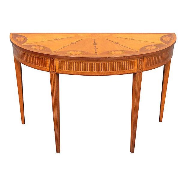 Wood Inlay Demilune Console Table Chairish
