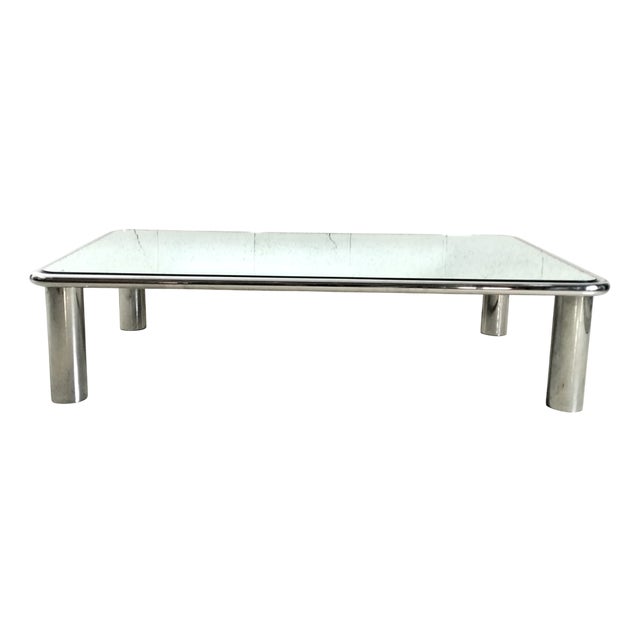Mirrored and Steel Chromed Sesann Coffee Table by Gianfranco Frattini for Cassina, 1970s For Sale