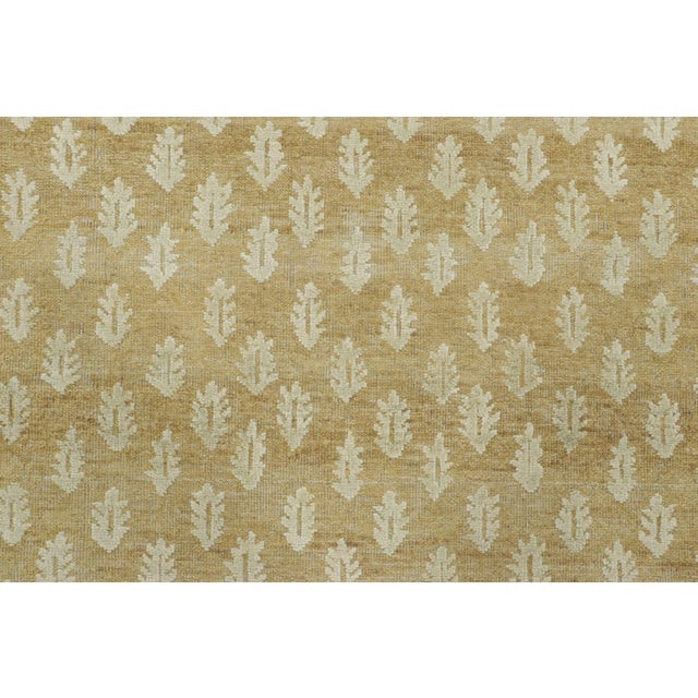 Contemporary Contemporary Block Print Floral Natural Silk Runner by Rug & Kilim, India For Sale - Image 3 of 9