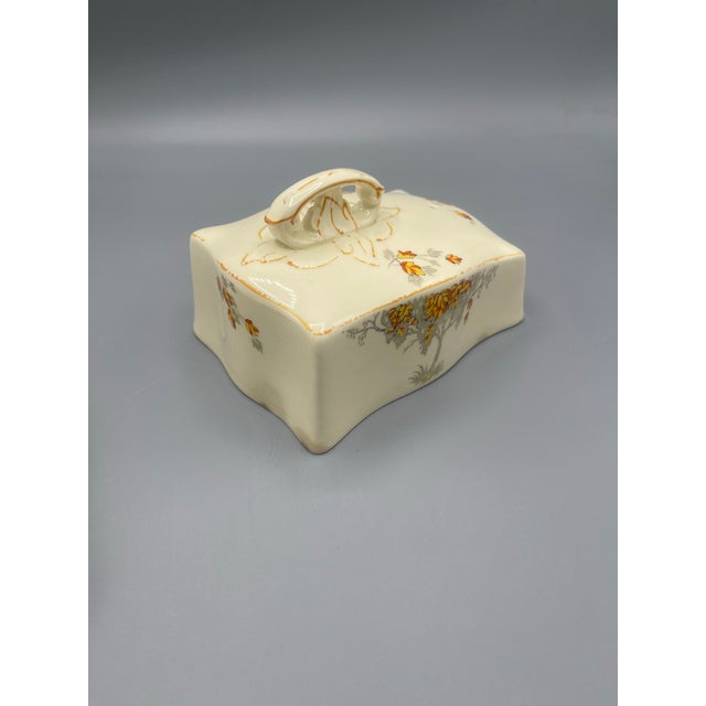 Vintage Alfred Meakin Marigold Covered Butter Dish With Tray England For Sale - Image 6 of 8