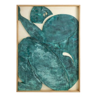 Sortez du Cadre Bas-Relief Panel, Wood and Oxidized Copper, Framed For Sale