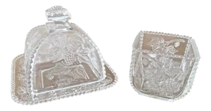 Vintage Pressed Glass Covered Plate and Dish