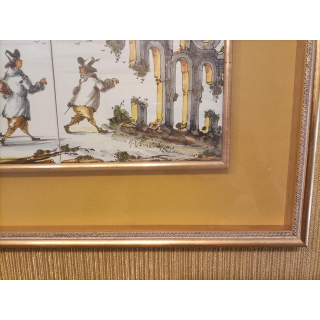 Painted Tile Tetraptych by Antonio Vaccari for Albisola, 1960s For Sale - Image 4 of 7