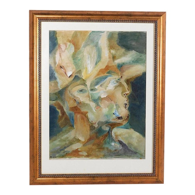 Boris Rakhamimov (Russian / American, 1950-2023), Surrealist Portrait, 2007, Oil on Paper For Sale