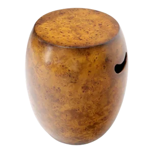 Barrel Shape Burl Wood Veneer Stool