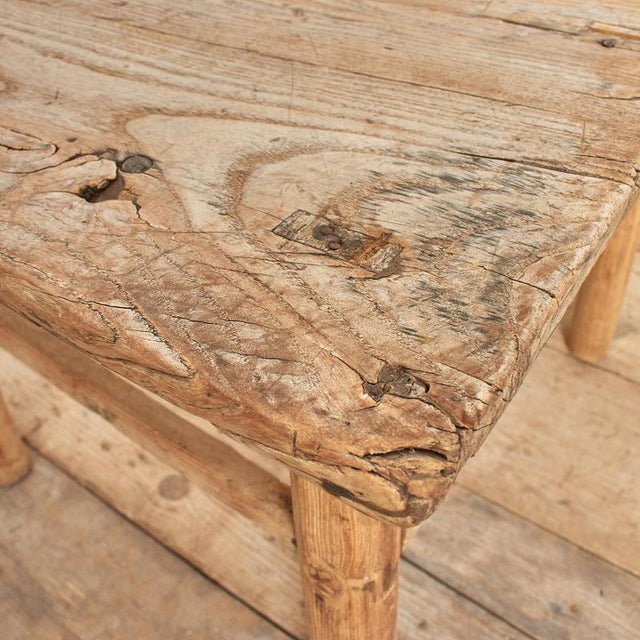 Rustic Antique Rustic Square Side Table For Sale - Image 3 of 12