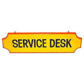 1960s Painted Wooden Service Desk Sign For Sale