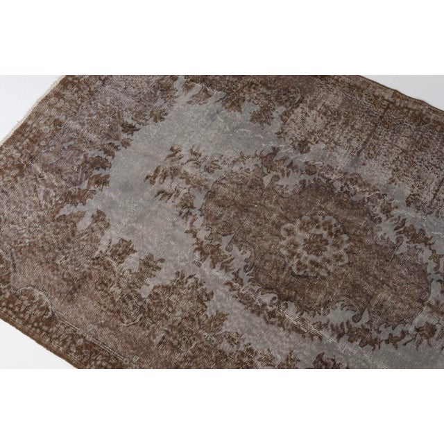 Textile Dark Grey Vintage Floor Turkish Carpet For Sale - Image 7 of 10