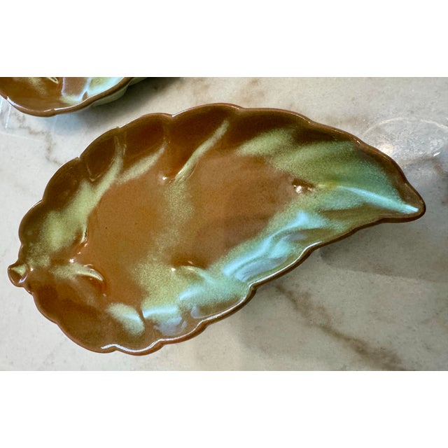 Mid 20th Century Frankoma Prairie Green Pottery Footed Leaf Dishes #225 - Pair For Sale - Image 9 of 10