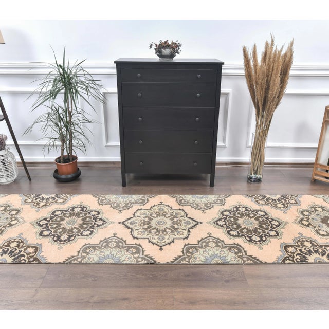 Traditional 1970s Turkish Oushak Wool Runner Rug For Sale - Image 3 of 8