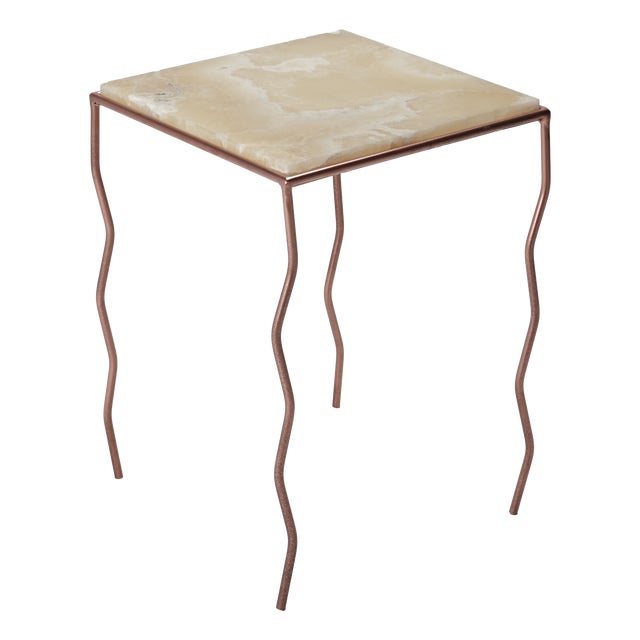 Forma Prima Honey Onyx and Copper Side Table by Nicola Di Froscia For Sale