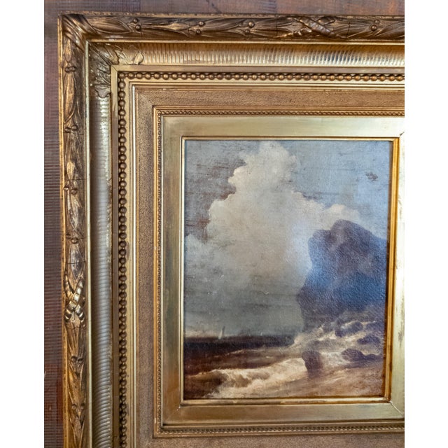 Rustic European 18th Century European Seascape Painting in Gold Cove Frame For Sale - Image 3 of 12