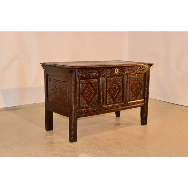 Late 17th-Early 18th Century Carved Blanket Chest For Sale - Image 4 of 11