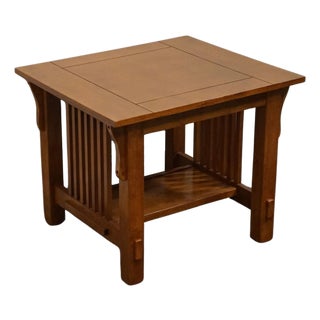 High End Vintage Quarter Sawn Oak Mission Style 27" Accent End Table For Sale
