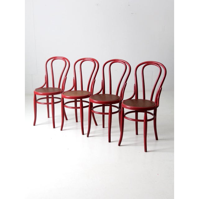 Vintage Red Bentwood Chairs Set of 4 Chairish