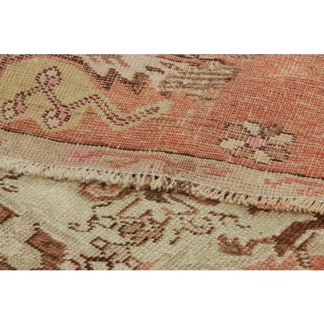 Textile Vintage Turkish Rug in Pink & Cream With Colorful Floral Medallion | Rug & Kilim For Sale - Image 7 of 7