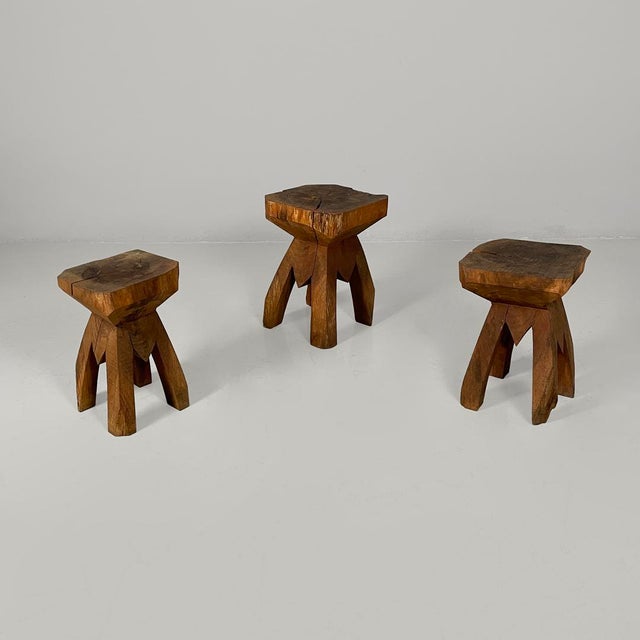 Italian Modern Square Wooden Stools, 1970s, Set of 3 For Sale - Image 18 of 18