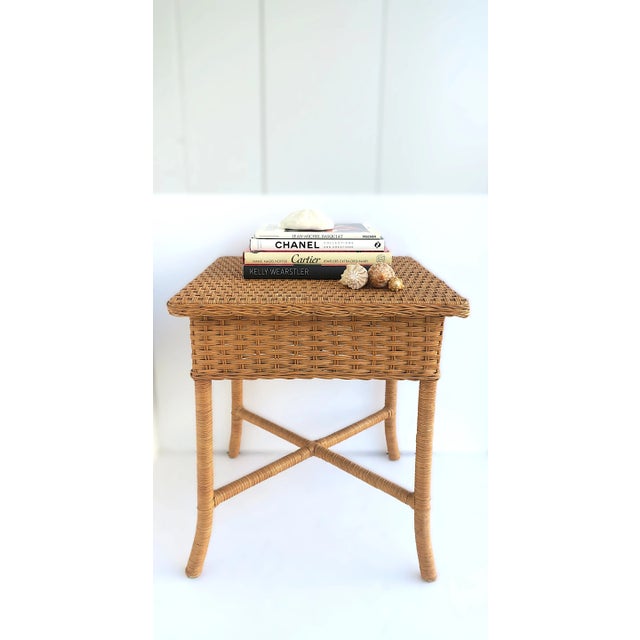 Rustic Wicker End Table For Sale - Image 3 of 12