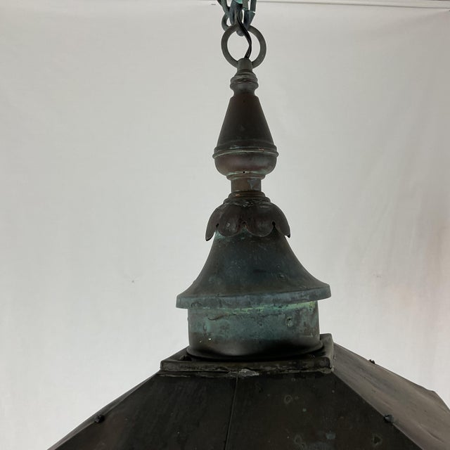 1910's Large Antique Copper Lantern For Sale - Image 18 of 18