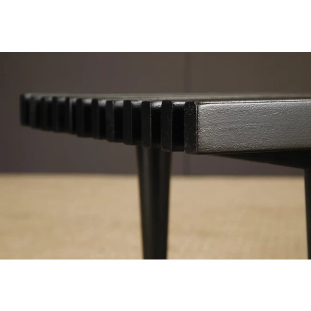 Mid-Century Modern Slatted Wood Bench or Table W Brass Sabots, Refinished, 1960s For Sale - Image 12 of 15