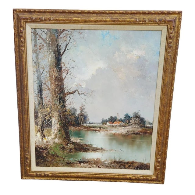 Mid 20th Century Impressionist Style Rustic Landscape Oil Painting by Willi Bauer, Framed For Sale - Image 13 of 13