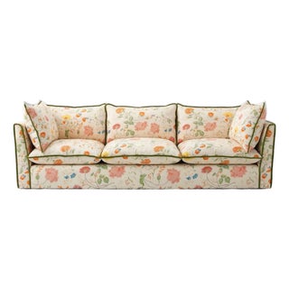 Sophie Conran Coco 4 Seater Sofa - Andrew Martin Wildwood Ivory with Contrast Welt Knife Edge Cushion For Sale