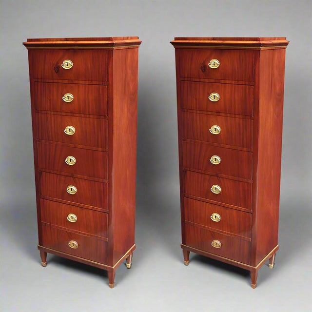 Wood Early 19th Century Pair of Neoclassical Semainieres For Sale - Image 7 of 18