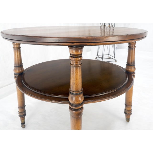 Baker Turned Legs Round Two Tier Occasional Center Serving Table Stand MINT