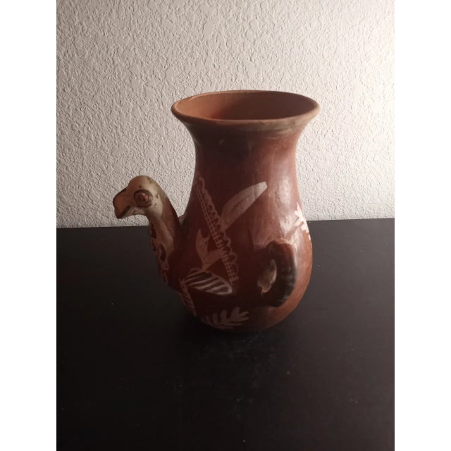 1940s 1940s Peruvian Quinua Clay Harvest Peacock Vase For Sale - Image 5 of 9