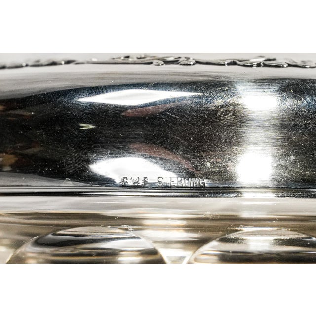 Silver Wonderful Large Antique Sterling Silver Crystal Vanity Jar Edwardian Faceted Dresser Cut Crystal For Sale - Image 8 of 17