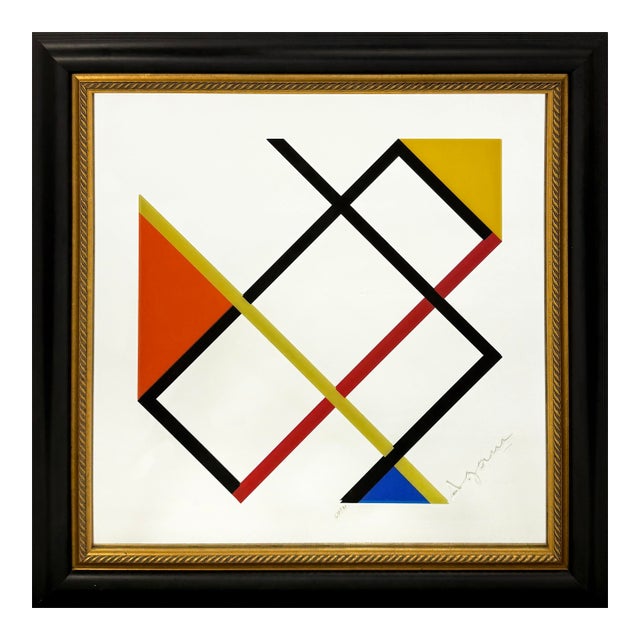 Yaacov Agam, Homage to Mondrian, Signed Serigraph on Mirrored Glass, Edition 64/90, Framed For Sale