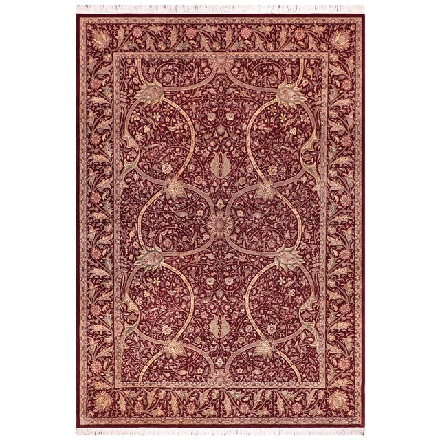 Red Art Nouveau Floral 1990's Pak-Persian Red/Green Wool Rug - 9'0'' X 12'3'' For Sale - Image 8 of 9